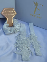 "The I Do Box" White Evryday Box with 2 Bridal Garters + Matching Scrunchie